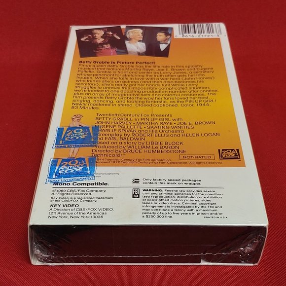 Pin Up Girl in Technicolor Betty Grable 1989 VHS New Sealed - Picture 4 of 8